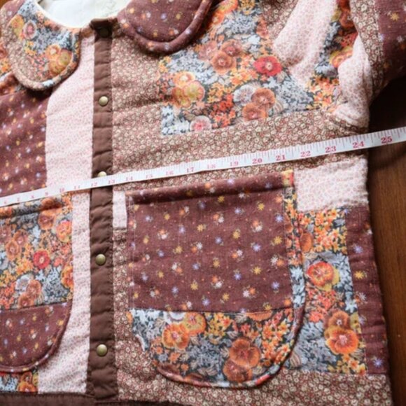 Upcycled Floral Patchwork Jacket Vintage Quilt Peter Pan Collar OS - Picture 4 of 6